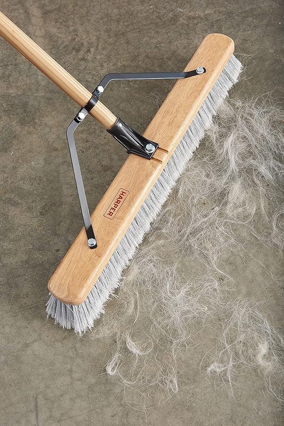Harper 24 Inch Indoor Smooth-Surface Push Broom with Flagged Bristles for Sand, Saw Dust, Wood Shavings and Pet Hair in Garages, Warehouses, and Workshops