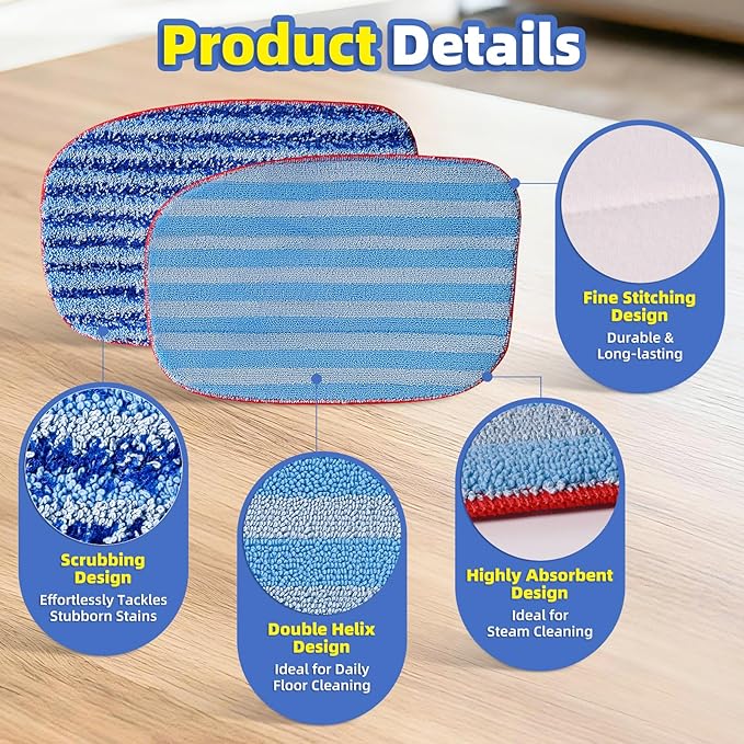 LOVECO Steam Cleaner Pads Compatible with Steam Cleaner McCulloch MC1385 & MC1375 (10x Triangle Microfiber Bonnets + 6X Replacement Microfiber Mop Pad + 1x Mesh Laundry Bag）
