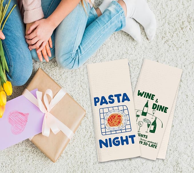 Italian Kitchen Towels Set 2, Italian Kitchen Decor, Bar Towels for Kitchen Bartender, Retro Dish Towels for Hand Towels, Aesthetic Kitchen Decoration, 16x24 Inch