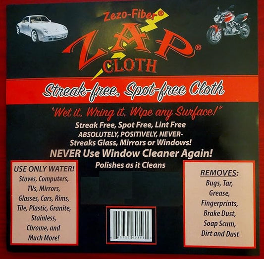 Zezo-Fiber - Streak Free, Spot Free - Polishes as it Cleans- 8 Cloths by Kaywos Cloth