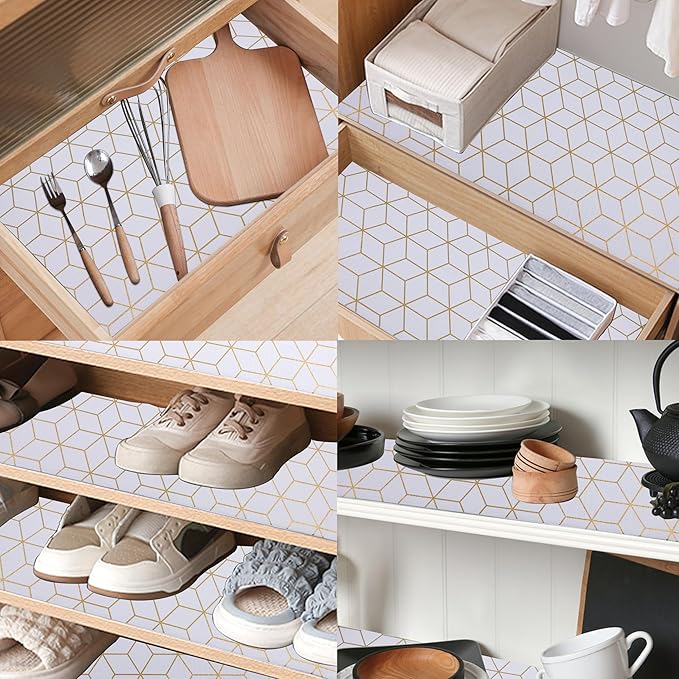 Shelf Liners for Kitchen Cabinets 18 Inch Wide X 20 Ft Non Adhesive Cabinet Drawer Liner Non Slip Water Oil-Proof Strong Grip Pantry Refrigerator Shelves Liner for Bathroom Drawer Mat Cupboard Closet
