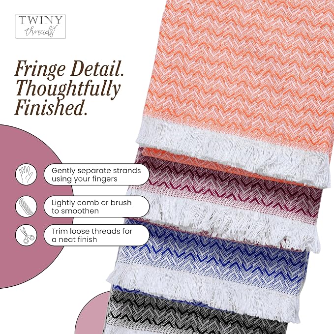 TWINY threads Kitchen Dish Towel Chevron Weave Mixed Color Pack, Premium 100% Cotton Kitchen Linen Set, Absorbent Quick Drying Dish Rags, Washable Reusable Multi Purpose, Set of 12, 16x26 Inches