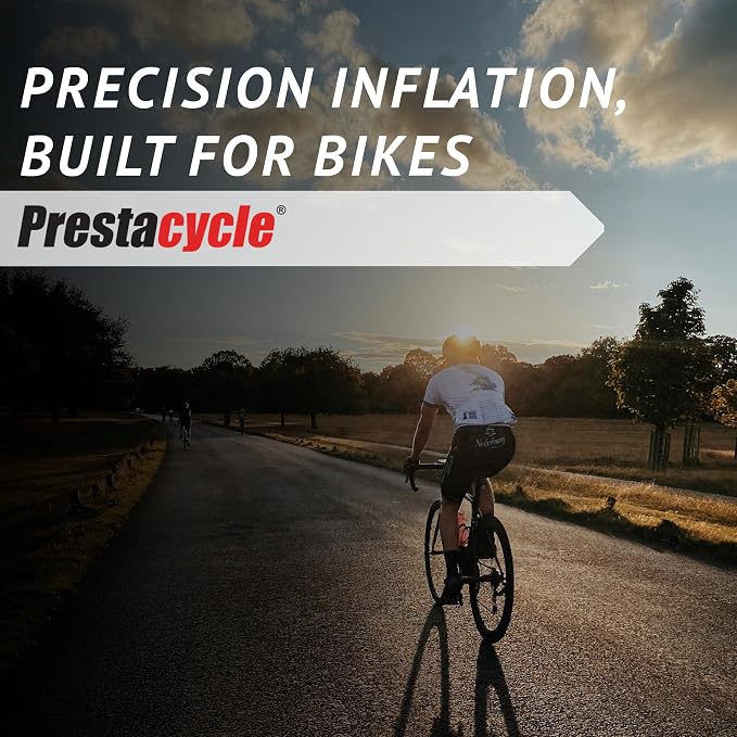 Prestaflator Bike Tire Inflator, Presta & Schrader Valve Air Compressor Tool – Works with Tubeless & Standard Tires – Bike & Car Air Compressor Tire Inflator for MTB & Road Bikes