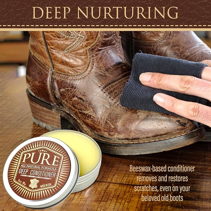 Shop Square Pure Beeswax Leather Care Kit — Natural Cleaner, Conditioner & Detailer for Jackets, Boots, Handbags & Designer Leather | Tea Tree + Beef Tallow Formula | Made in USA