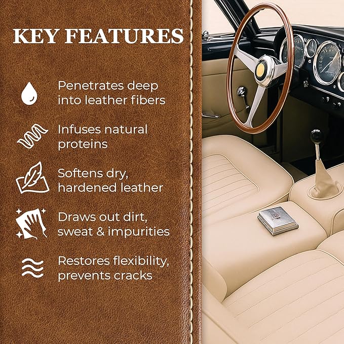 Leatherique Rejuvenator Oil 32 oz | Leather Conditioner Oil & Automotive Leather Restorer | Softens, Conditions & Revives Dry, Hard & Water-Damaged Leather | Perfect for Cars, Furniture,Saddle & More