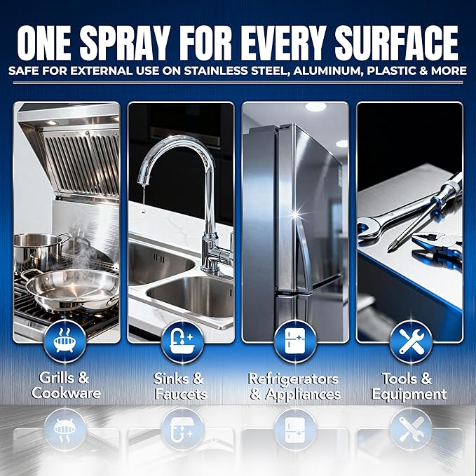 Sheila Shine 10oz Stainless Steel Cleaner and Polish - Cleans, Polishes & Protects Kitchen Appliances, Refrigerators, Sinks, Ovens & Grills - Residue, Streak Free Shine - Spray Stainless Steel Cleaner
