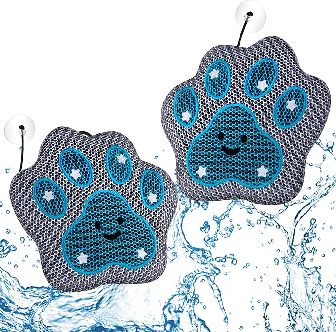 Ray Hot Tub Scum Absorber - Reusable Stingray Floating Spa Sponge & Oil Remover with Optional Tether - Washable Devilfish Oil Absorbing Sponge for Jacuzzi, Pool, and Bath (Paw 2 Pack)