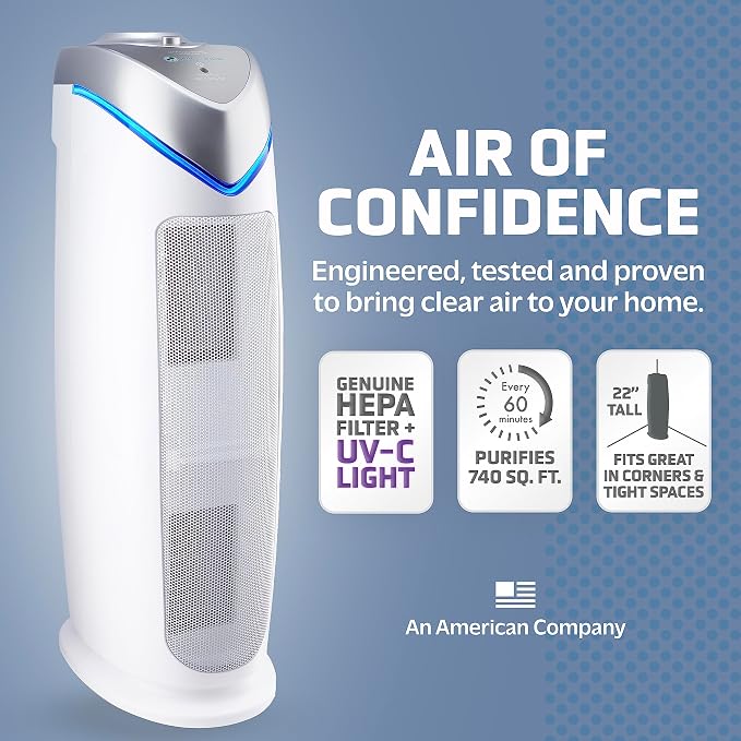 GermGuardian Air Purifier with HEPA 13 Filter, Removes 99.97% of Pollutants & Filter B Toxin Clear HEPA Genuine Replacement Filter, Removes 99.97% of Pollutants