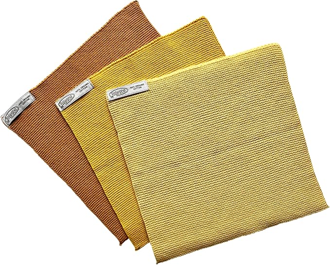 Solwang 3-Piece Danish Cotton Dishcloths in 100% Certified Organic Cotton Made in India (Dark Yellow Organic Combi), 619317045637