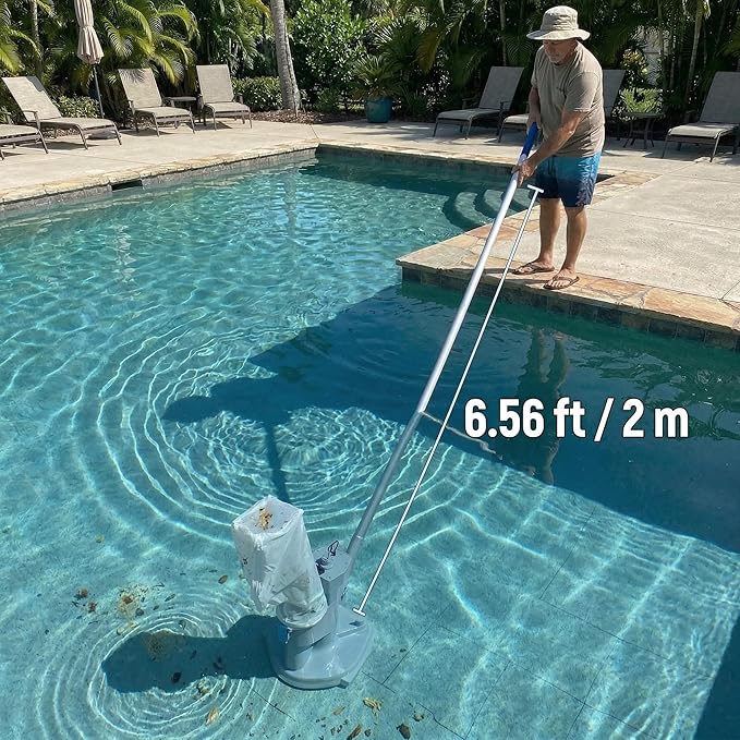 Cordless Pool Vacuum, Handheld Rechargeable Pool Cleaner with Poles,60 Mins Runtime, 11.1V Powerful Suction, 2 Replacement Filter Bags,Ideal for inground Pools,Spa,Hot Tub, Stairs,Above Ground Pools