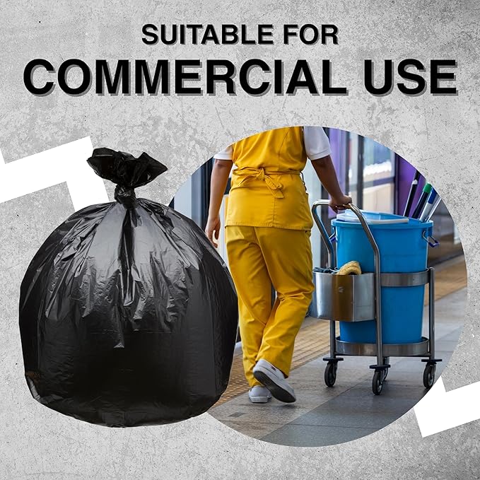 Top Knot Bags 45 Gallon Garbage Trash Bag 40X46" 1.5 Mil Black 100 Count Can Liner Bulk 40 Gallon 41 Gallon 42 Gallon 43 Gallon 44 Gallon Made in USA