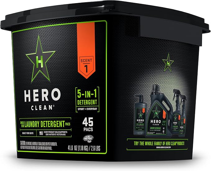 Hero Clean Laundry Detergent PACS, Scent 1, 45-Count