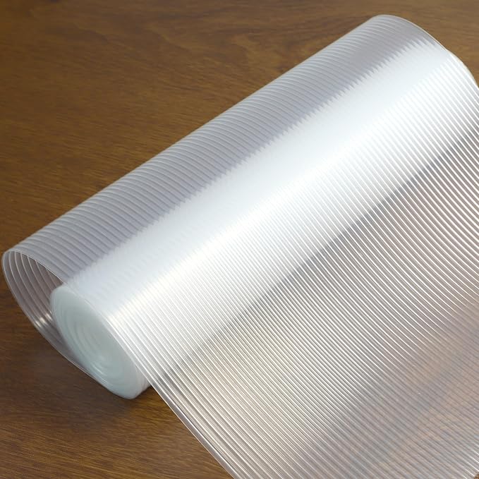 Shelf Liners for Kitchen Cabinets 24 Inch Wide X 20 Ft Non Adhesive Cabinet Drawer Liner Clear Non Slip Waterproof Shelves Liner for Refrigerator Closet Cupboard Pantry Bathroom