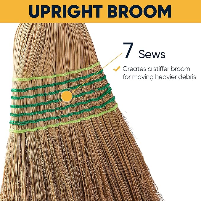 Yocada Heavy-Duty Corn Broom Commercial Dustpan Set with Comb Indoor Outdoor Broom Perfect for Courtyard Garage Lobby Mall Market Floor Home Office Leaves Stone Dust Rubbish…