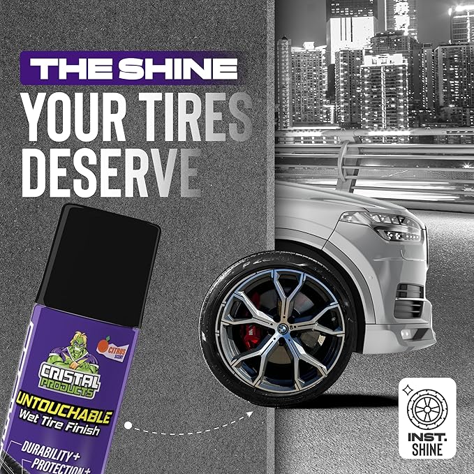 Untouchable Tire Shine Spray (6 Pack) – Citrus Scent, Wet Look Tire Shine, No Sling, Long Lasting Car Tire Shine, No Touch Application