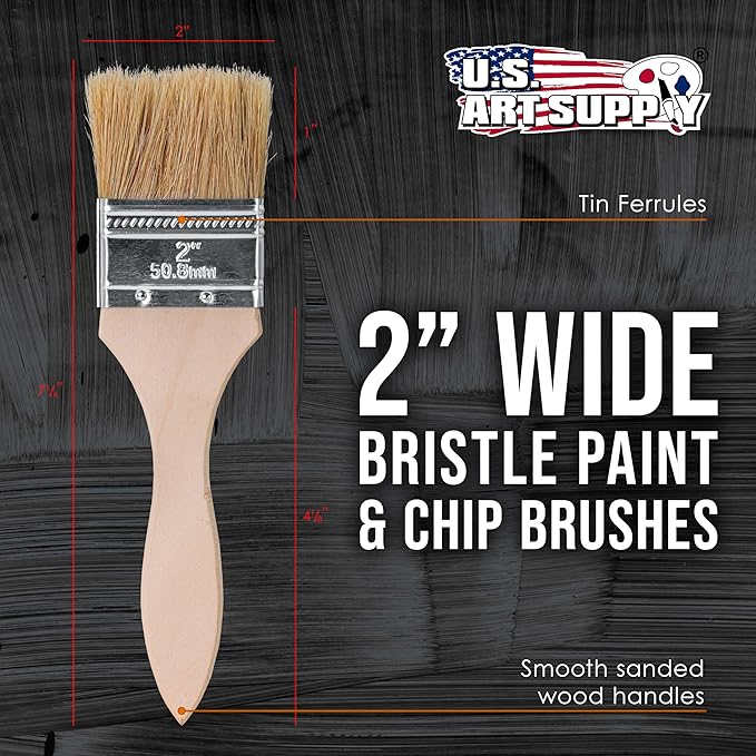 U.S. Art Supply 288 Pack of 2 inch Paint and Chip Paint Brushes for Paint, Stains, Varnishes, Glues, and Gesso