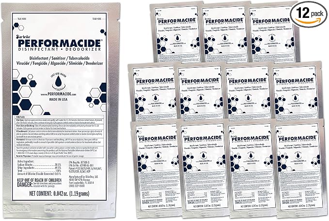 STAR BRITE PERFORMACIDE Disinfectant - Kills Virus in 30 Seconds - 32 OZ Refills 12 Pack - No Rinse, No Wipe, No Residue - Just Add Water (102032R-12)
