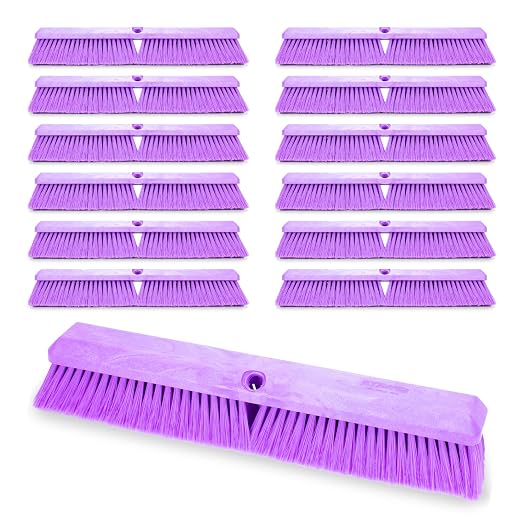 SPARTA Omni Sweep – 24" Heavy Duty Broom Head for Outdoor and Indoor Use, Nonabsorbent Block, Multi-Surface Deck Brush for Garage, Patio, Kitchen, and Concrete, Purple, Pack of 12