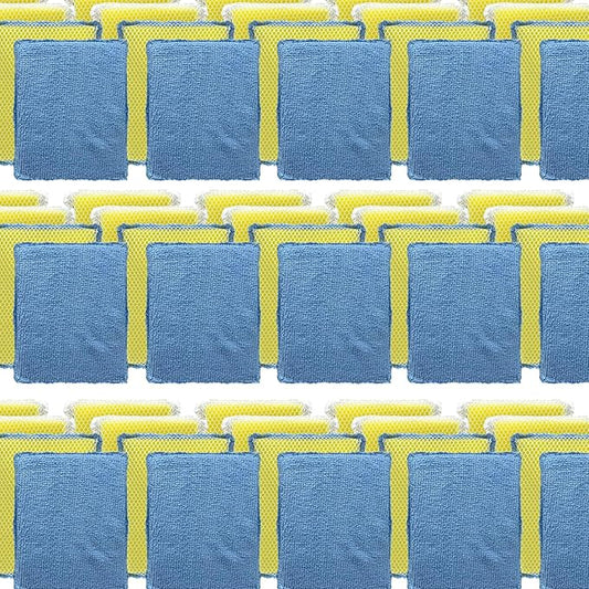 LOLA Microfiber & Nylon Net Sponges, 288 Pack, 144 Dual Sided Non-Scratch Sponge Pads and 144 with Microfiber Cloth One Side & Netting the Other Side