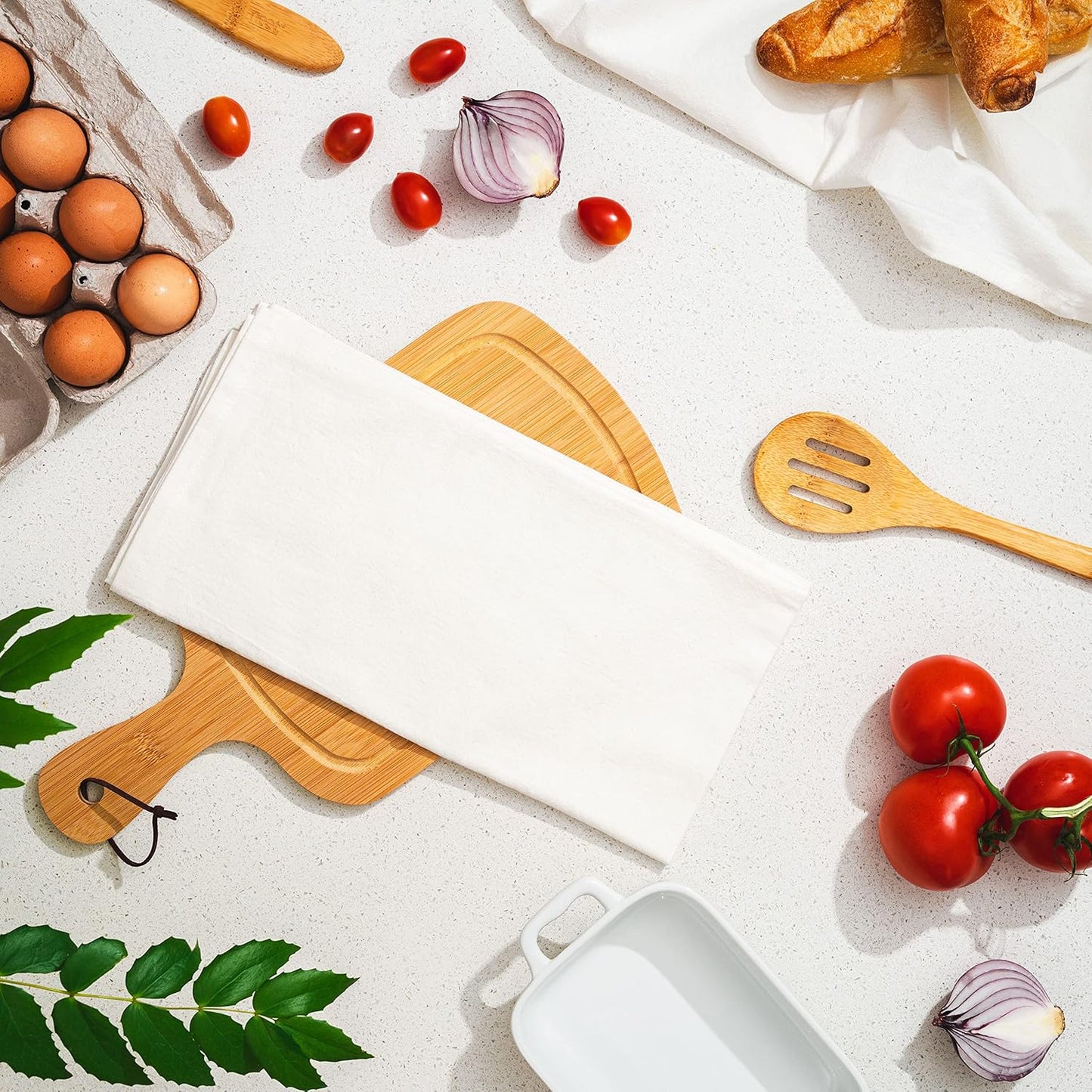 Organic Cotton Flour Sack Kitchen Towels - 10 Pack, Off-White Organic Cotton Tea Towels - Extra Large Flour Sack Cotton Dish Towels- Lint-Free Unbleached Kitchen Towels - 27"x27" (Off-White - 10 Pack)