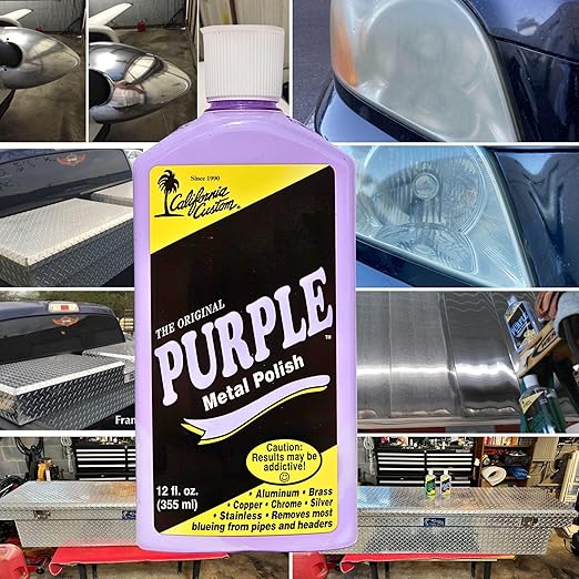 CALIFORNIA CUSTOM Products – The Original Purple Metal Polish, No Silicone, Body Shop Safe, Great for Aluminum, Brass, Copper, Chrome, Silver, Stainless and Gold, Made in The USA (6)