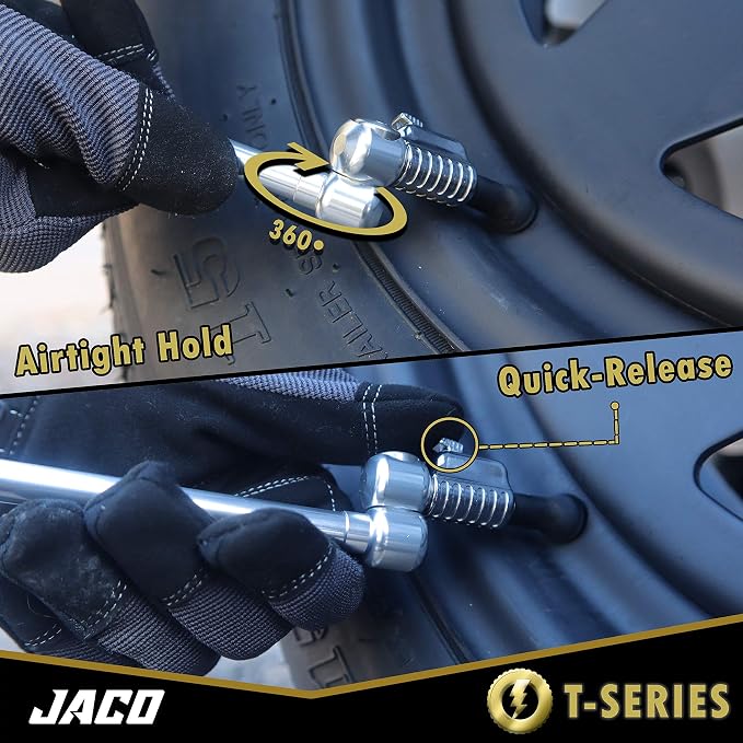 JACO Superior Products FlowPro 2.0 Digital Tire Inflator Gauge (200 PSI) with Add-on Lightning T-Series Dually Air Chuck