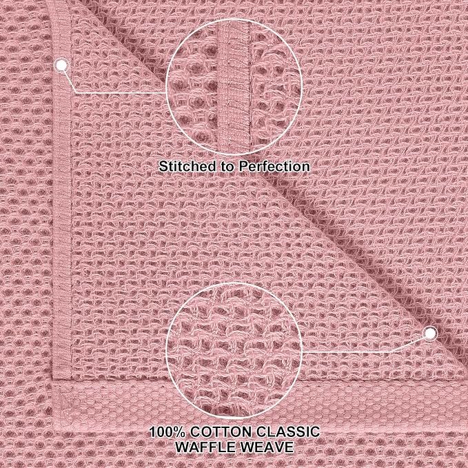 Homaxy 100% Cotton Kitchen Towels and Dishcloths Set, 12 x 12 Inches and 13 x 28 Inches, Set of 8 Bulk Kitchen Towels Set, Ultra Soft Absorbent Dish Cloths for Washing Dishes, Dried Rose