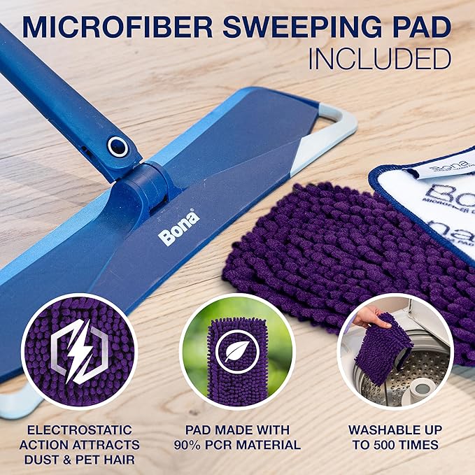 Bona Pet System Bundle for Dogs - Includes Premium Pet Microfiber Mop for Multi-Surface Floors + Bona Pet System Microfiber Sweeping Pad + Floor Cleaner, Dog Formulation 32 fl oz