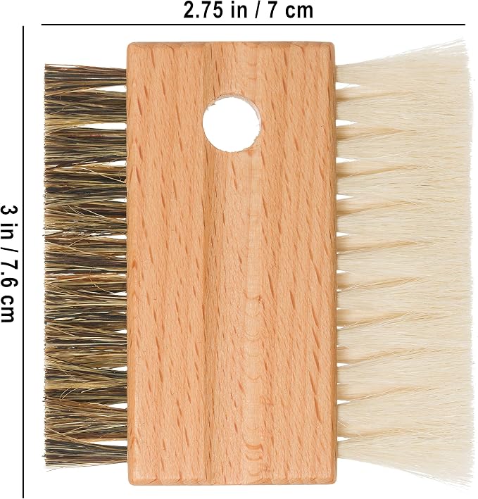 Redecker Goat Hair and Boar Bristle Keyboard Brush, Set of 2, Slim Dual-Sided Brush Cleans Screens and Between Keys, 3-inches, Made in Germany