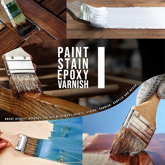 U.S. Art Supply 12 Pack of 3 inch Paint and Chip Paint Brushes for Paint, Stains, Varnishes, Glues, and Gesso