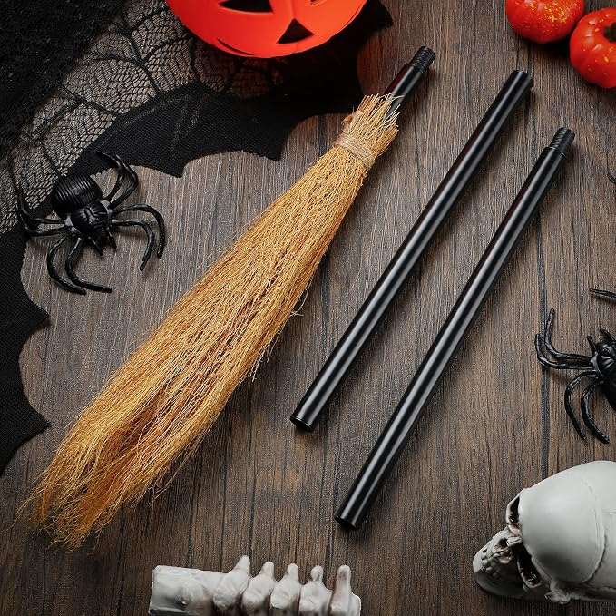 Sumind 4 Pieces Halloween Witch Broom Plastic Witch Broomstick Cosplay Broom Props Wizard Flying Stick Halloween Plastic Broom Props for Teens Adults Halloween Party Cosplay Supplies, 39.4 Inches