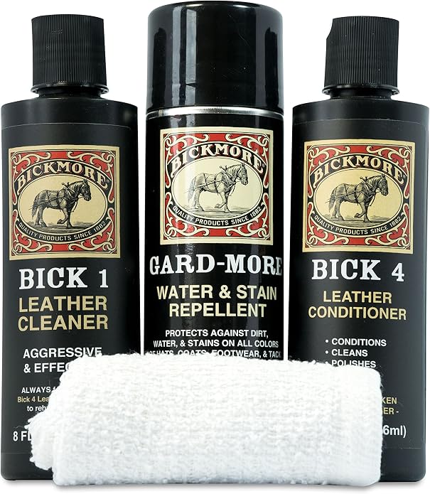 Bickmore Leather Care Kit | Saddle Soap, Bick 1 Leather Cleaner, Bick 4 Conditioner, and Gard-More Protector