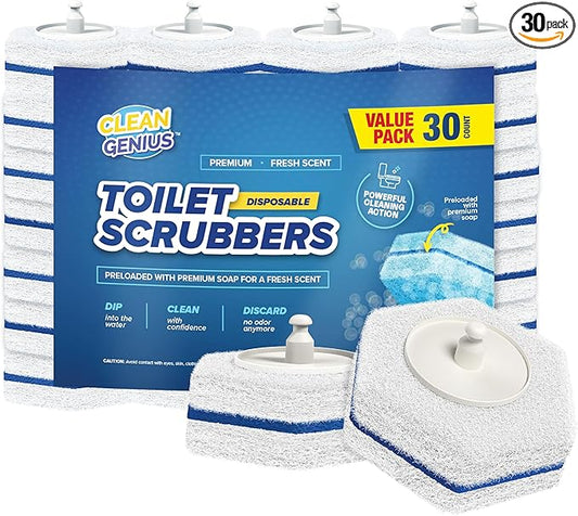 CleanGenius Disposable Prefilled Toilet Cleaning Scrubbers (30 Count)