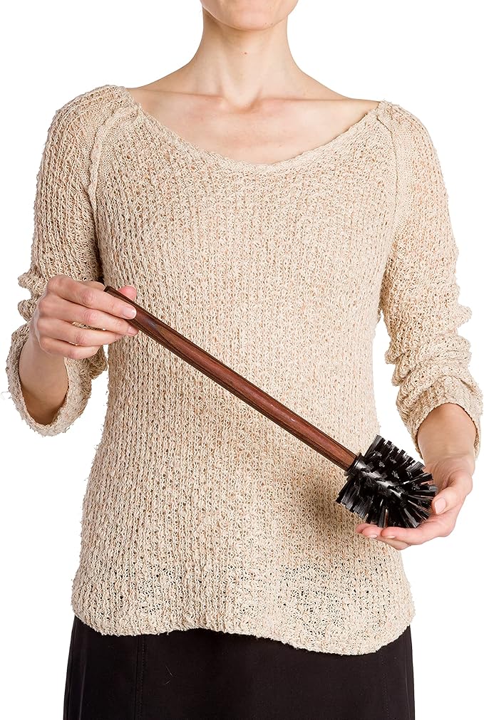 Redecker Toilet Brush and Replacement Head Set, Oiled Thermowood Handle, Nylon Bristles, Made in Germany
