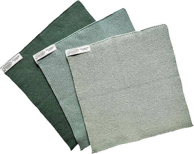 Solwang 3-Piece Danish Cotton Dishcloths in 100% Certified Organic Cotton Made in India (Seagreen Organic Combi)