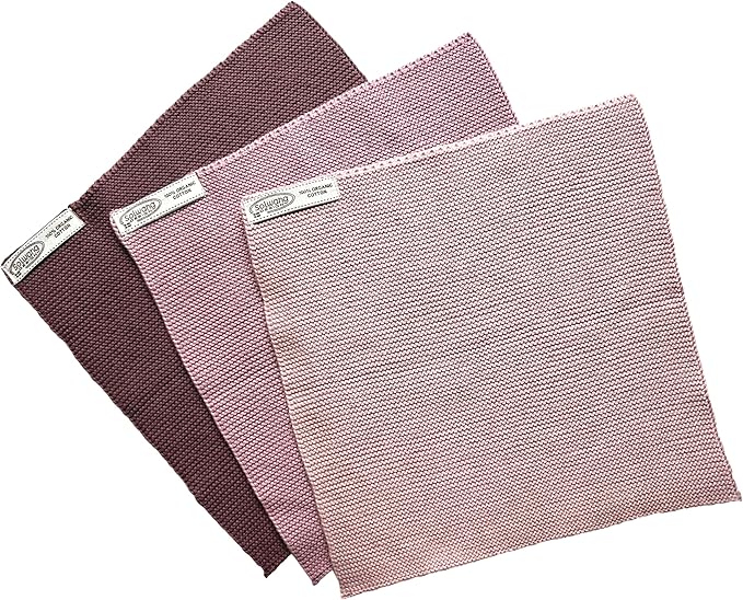 Solwang 3-Piece Danish Cotton Dishcloths in 100% Certified Organic Cotton Made in India (Orchid Organic Combi)