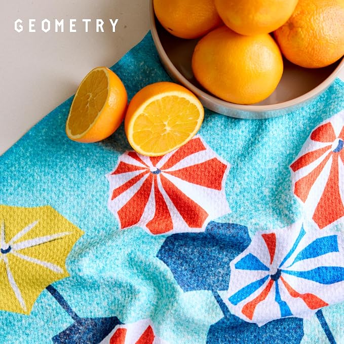GEOMETRY Spring Kitchen Towels - Quick Dry Microfiber Cloth Spring & Summer Dish Towels for Kitchen Drying - Premium Quick Dry Towel - Cute Banana Lines, 18" x 30" - 1-Pack