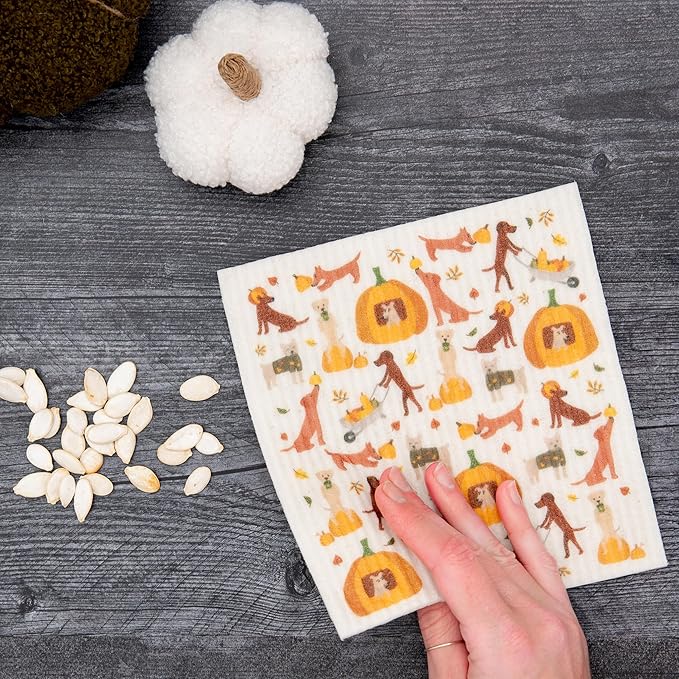 Puppington Pupper Towels - 12 Swedish Dishcloths for Kitchen Christmas Decor - Santa Claus Dog Kitchen Towels & Dish Cloths - Eco Friendly Gifts for Dog Lovers