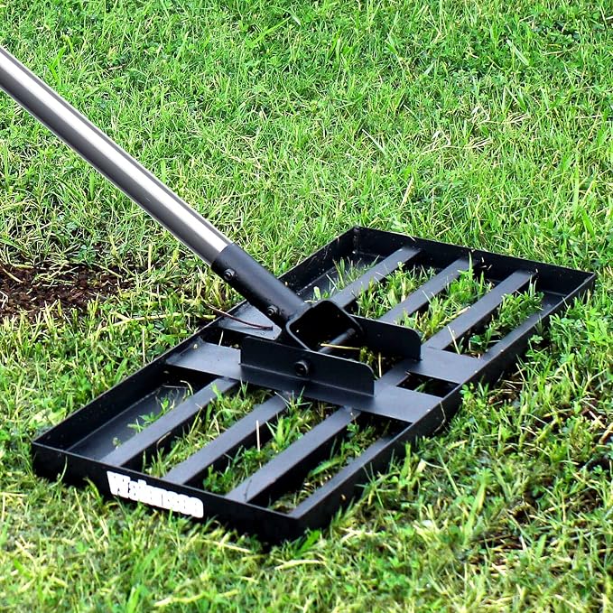 Walensee Lawn Leveling Rake, 17"x10" Heavy Duty Lawn Leveler Tool with 6.5FT Steel Handle, Levelawn Landscape Rake for Topdressing, Soil, Sand, Dirt, Small Yard, Garden, Golf Course
