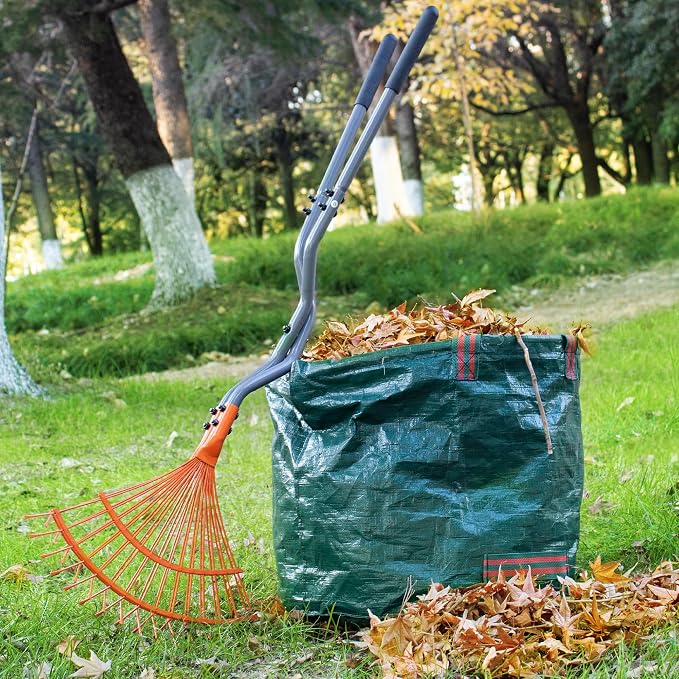 Leaf Grabber Rake with Long Handles, Leaf Collector Pickup Rake for Yard Cleanup, No Bending Garden Rake for Leaves, Grass Clippings, Pine Needles and Lawn Debris