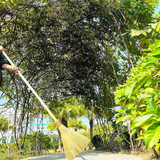 Handmade Whisk Sweeping Broom - Vietnamese Soft Straw Broom for Cleaning - Decorative 9.45" Width, 52.37" Length