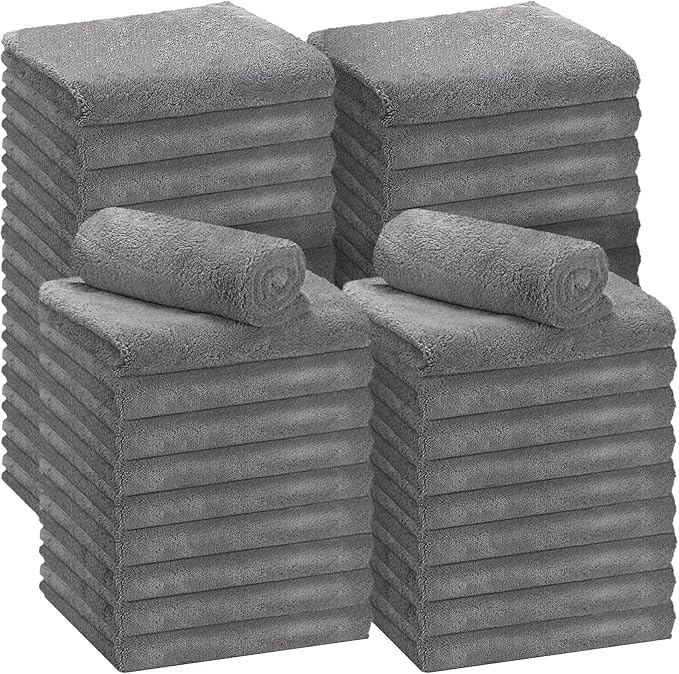Shimeyao 30 Pcs 16 x 16 Inch Edgeless Microfiber Plush Towels for Cars Detailing Drying Wash Polishing Absorbent Cleaning Cloths, 500 GSM (Gray)