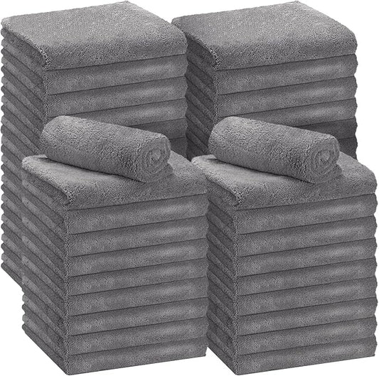 Shimeyao 30 Pcs 16 x 16 Inch Edgeless Microfiber Plush Towels for Cars Detailing Drying Wash Polishing Absorbent Cleaning Cloths, 500 GSM (Gray)