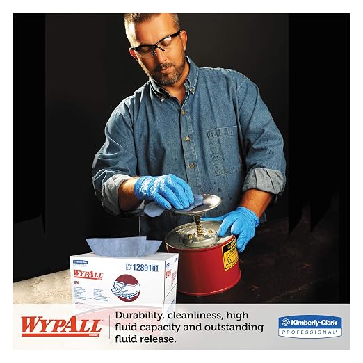 WypAll 12891 X90 Cloths, Brag Box, 11 1/10 x 16 4/5, Denim Blue (Box of 136)
