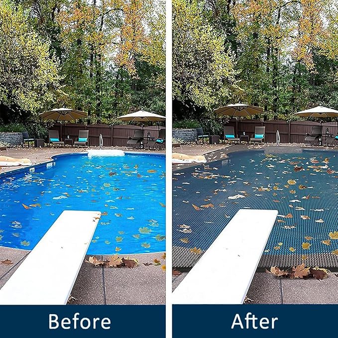 Pool Leaf Net Cover，Rectangle Pool Covers for Inground Pools, Cuttable Protective Fine Mesh with Extra 3m-10m Rope for Easy Setup(Size:8m*8m)