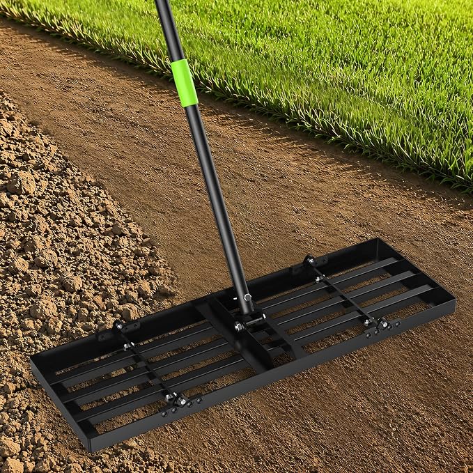 GARDTECH 30x10 Inch Lawn Leveling Rake Heavy Duty Adjustable Handle Yard Tool – Reinforced Steel Landscape Rake for Lawn Leveling, Soil Grading, Golf Course & Backyard Care