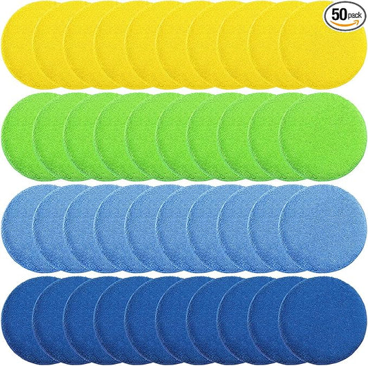 Tallew 50 Pcs Car Wax Microfiber Applicator Pads 5" Diameter Polishing Foam Pads Tire Soft Foam Sponge for Cars Detail Buffing Cleaning Polishing(4 Colors)