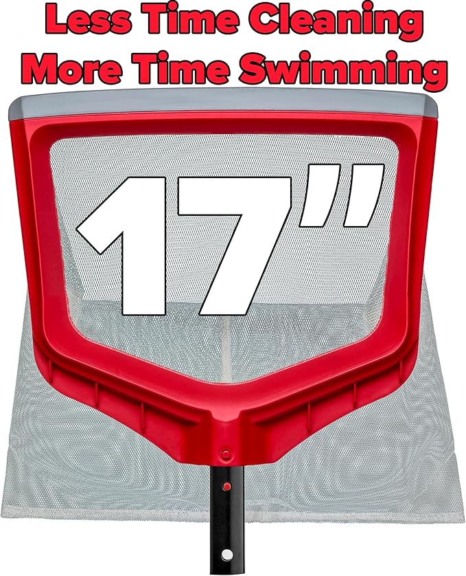 Pool Skimmer Net for Leaves - Deep Bag Pool Nets for Leaves with 12 Feet Aluminum Telescopic Pool Pole Swimming Pool Leaf Net - Heavy Duty, Reinforced Frame, Large Capacity Pool Rake