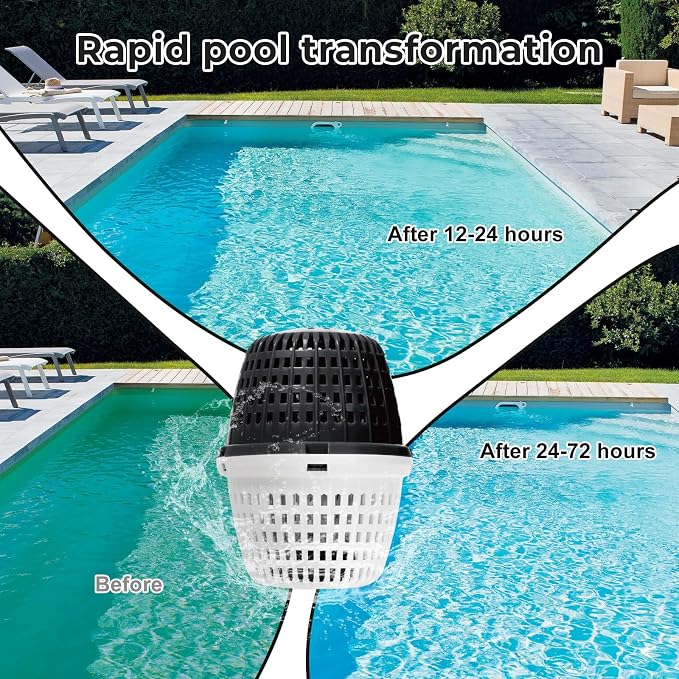 Upgraded Pool Cartridge for 20K–30K Gallon Pools, Typically Completes Transformation Within 24–72 Hours, Lasts up to 6 Months, Black/White