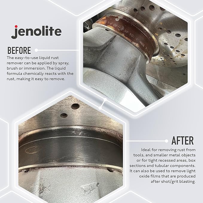 JENOLITE Rust Remover Trigger Spray for Metal 1 L (33.8 fl oz). Fast‑Acting Liquid Restores Bare Metal. Industrial Strength No‑Drip Spray Removes Rust & Oxide Films. Made in Britain